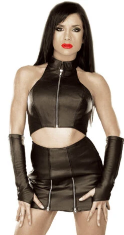 Lederen Halterline Top Met Rits Van Ledapol -Rimba Winkel 015 leather top ledapol