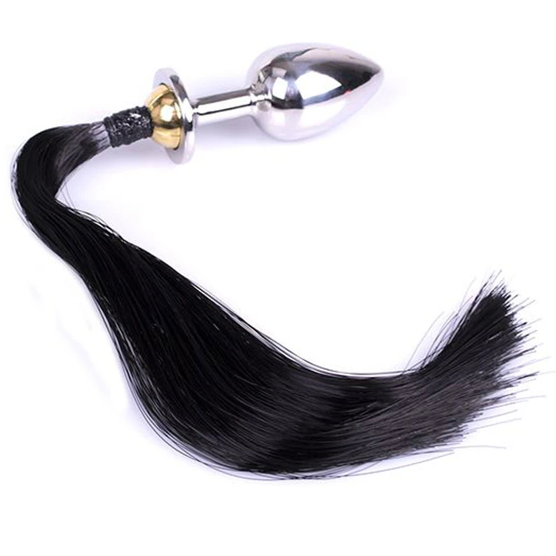 Black Horse Hair Pony Tail Rosebud 3 Black Horse Hair Pony Tail Rosebud