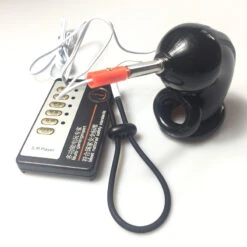 Electro Cock Cage 'Atomic Jock' Black + Free Powerbox & E-stim Cock Ring