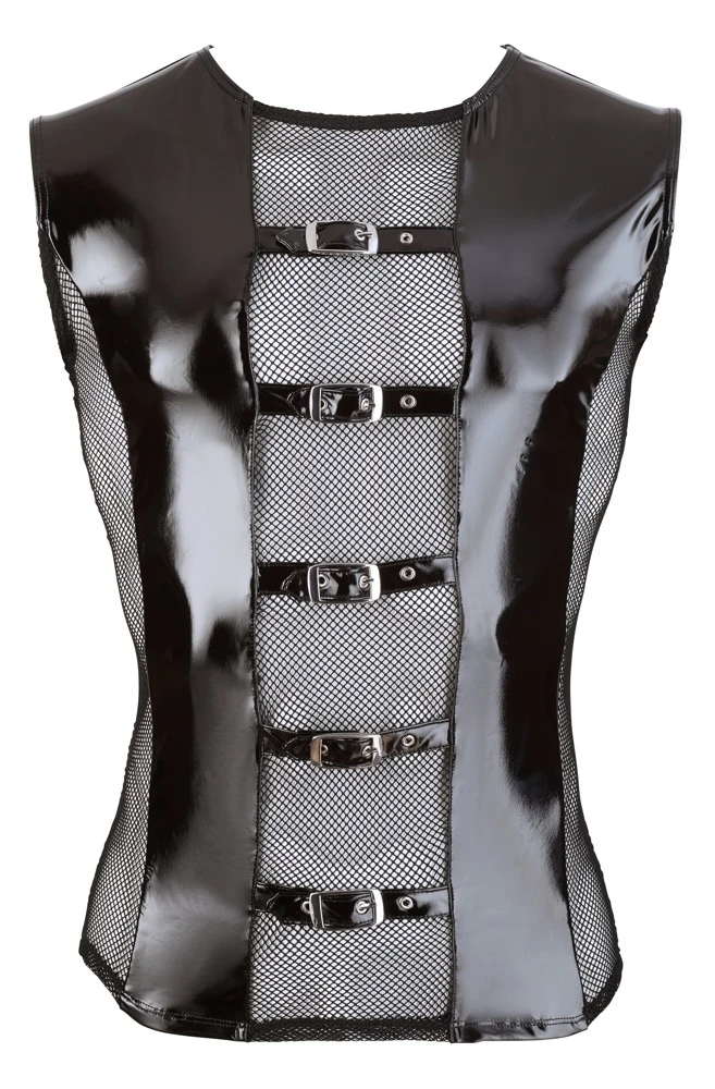 Vinyl Shirt With Net Inserts By Black Level 8 Vinyl Shirt With Net Inserts By Black Level - Afbeelding 6