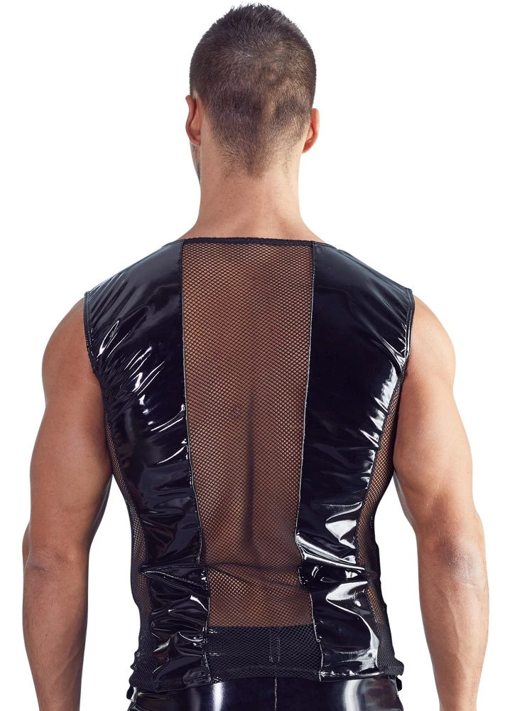 Vinyl Shirt With Net Inserts By Black Level 5 Vinyl Shirt With Net Inserts By Black Level - Afbeelding 3