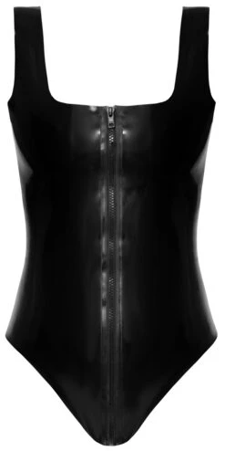 Beautiful Black Simple Latex Body With 2-way Zip From The Square Neckline To Above The Bottom -Rimba Winkel 29013401021 hollow nor b