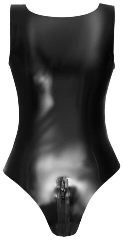 Beautiful Black Simple Latex Body With 2-way Zip From The Square Neckline To Above The Bottom -Rimba Winkel 29013401021 hollow rs 1