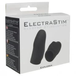 Silicone Noir 'Explorer' Electro Finger Sleeves By Electrastim -Rimba Winkel EM3108 Silicone Noir Explorer Electro Finger Sleeves box 1