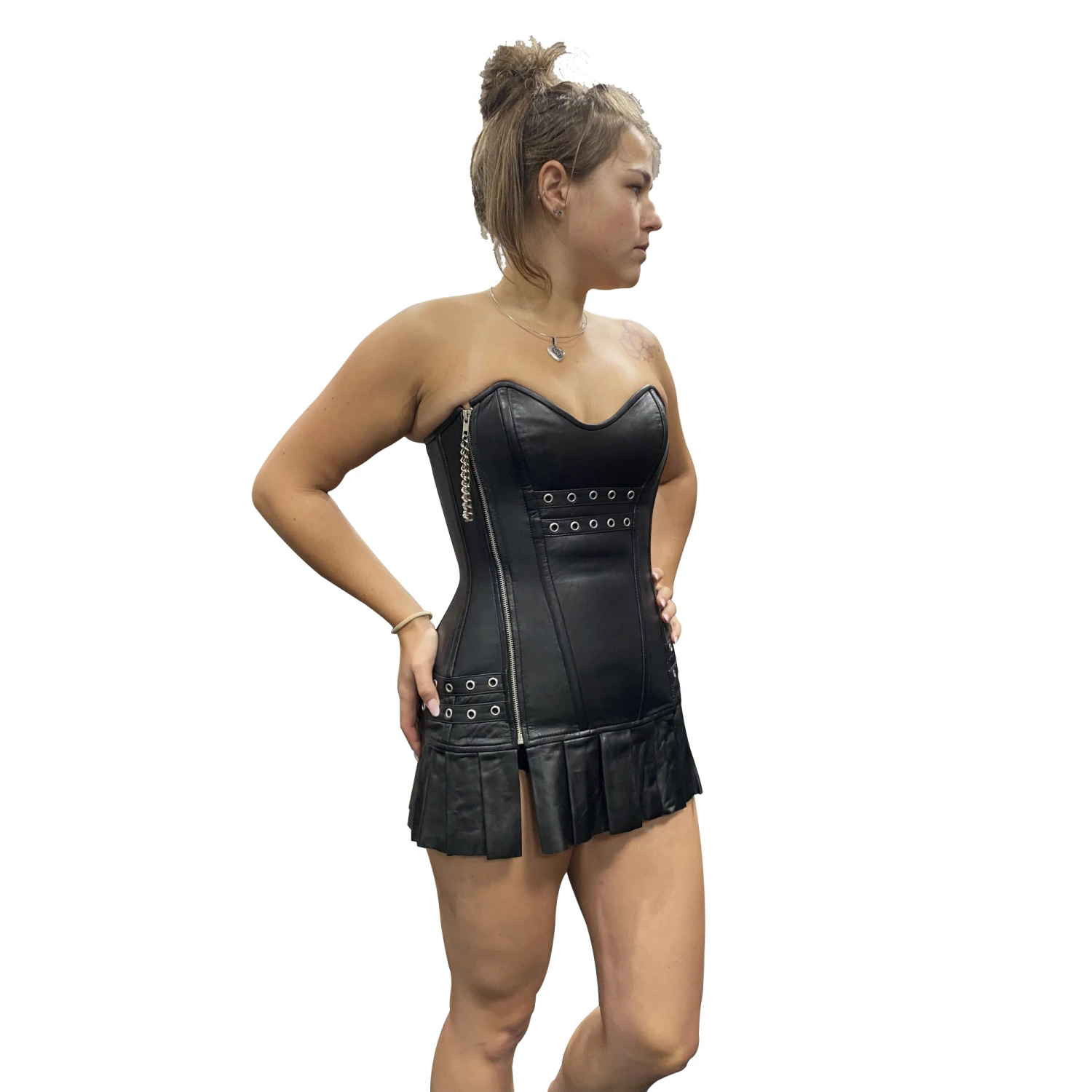 Fetish Genuine Leather Strapless Corset Dress 4 Fetish Genuine Leather Strapless Corset Dress - Afbeelding 2