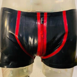 Zwart/Rode Latex Shorts Van RubberDutch -Rimba Winkel MSB06 03