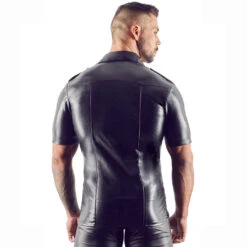 Zwart Imitatie Leder Shirt Van Svenjoyment Underwear -Rimba Winkel imitation leather shirt back