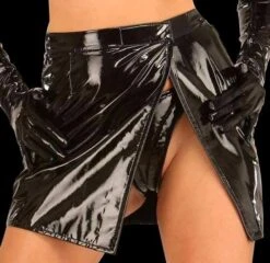 Zwart Lak Wikkel Rokje Van Ledapol 1551 -Rimba Winkel le 1551 black vinyl wrap skirt 1551 3879