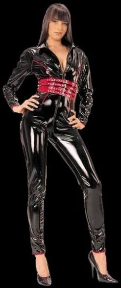 Zwart / Rode Lak Catsuit Van Ledapol 1603 -Rimba Winkel le 1603 fetish vinyl catsuit 1603 6254 1