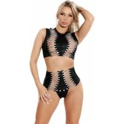 Zwarte Lederen Top Met Kettingen Van Ledapol 5104 8 Zwarte Lederen Top Met Kettingen Van Ledapol 5104 -Rimba Winkel le 5104 blk black leather top with chains 5104 26667