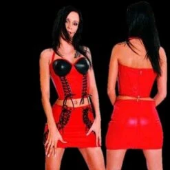 Rood Lederen Mini Rokje Van Ledapol 5246 -Rimba Winkel le 5246 red s red leather mini skirt size small 3411