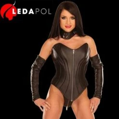 Zwart Lederen Corset Van Ledapol 5425 -Rimba Winkel le 5425 blk black leather corset 5425 10380