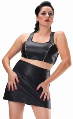 Zwart Lederen Mini Rokje Van Ledapol 785 -Rimba Winkel le 785 blk black leather miniskirt 785 9376