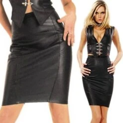 Nappa Lederen Rok In Zwart Of Rood Van Ledapol #889 -Rimba Winkel le 889 blk nappa leather skirt 889 684