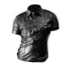 Lederen Politieshirt Met Korte Mouwen -Rimba Winkel leather police shirt 1