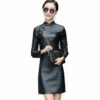 Zwarte Imitatielederen Cheongsam Stijl Mini Jurk Van MAE-Wear 2 Zwarte Imitatielederen Cheongsam Stijl Mini Jurk Van MAE-Wear -Rimba Winkel mae cl 049 01 1