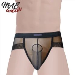 Zwart Transparante Heren Slip Met Penis-Huls By MAE-Wear -Rimba Winkel mae cl 081 men s transparent briefs with penis pouch 24332