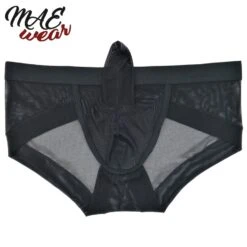 Zwart Transparante Heren Slip Met Penis-Huls By MAE-Wear -Rimba Winkel mae cl 081 men s transparent briefs with penis pouch 24334