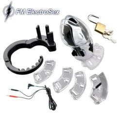 FM Electrosex Verstelbare Electro E-stim Kuisheidskooi -Rimba Winkel mae fm 179 fm electrosex adjustable electro chastity corona cock cage 26087