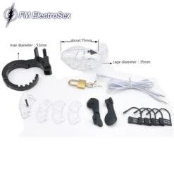 FM Electrosex Verstelbare Electro E-stim Kuisheidskooi -Rimba Winkel mae fm 179 fm electrosex adjustable electro chastity corona cock cage 26088