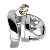 Polished Stainless Steel Micro Chastity Cage With Cylinder Lock