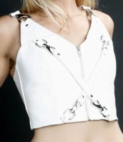 Lederen Design Set (Top+rok) By NLLeather -Rimba Winkel nl ltw1 white leather design top by nlleather 5879