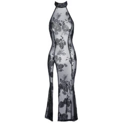 Long Dress Of Transparent Powernet By Noir Handmade -Rimba Winkel noir handmade 27180811021 transparent dress