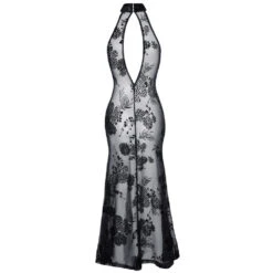 Long Dress Of Transparent Powernet By Noir Handmade -Rimba Winkel noir handmade 27180811051 transparent dress