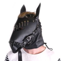 Horse Mask Black Leather -Rimba Winkel opr 2960047 paardenmasker ponyplay
