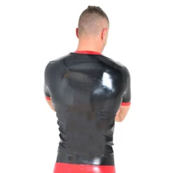 Latex Heren T-shirt Met Ronde Hals En Strepen, Zwart En Rood Van Honour 5 Latex Heren T-shirt Met Ronde Hals En Strepen, Zwart En Rood Van Honour -Rimba Winkel redb1