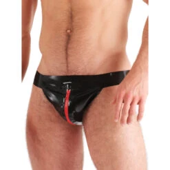 Latex Jock Strap Zwart & Rood Van Honour