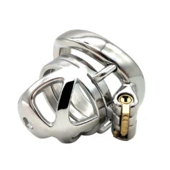 Polished Stainless Steel Micro Chastity Cage With Cylinder Lock -Rimba Winkel steel micro chastity